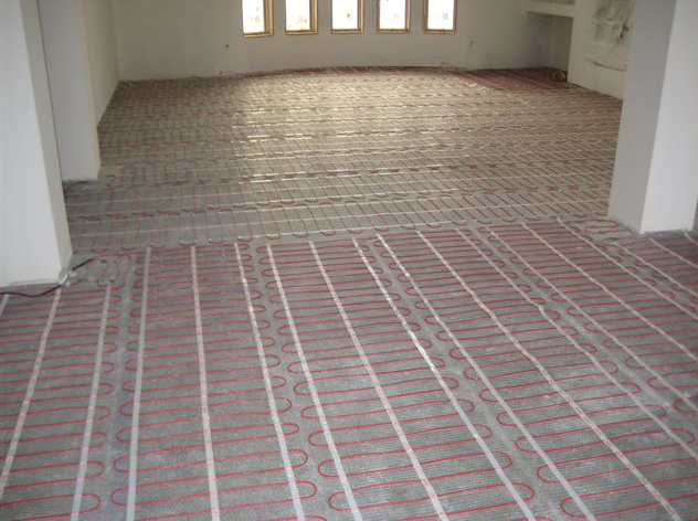 ComfortTile floor heating system installed for heated floor.